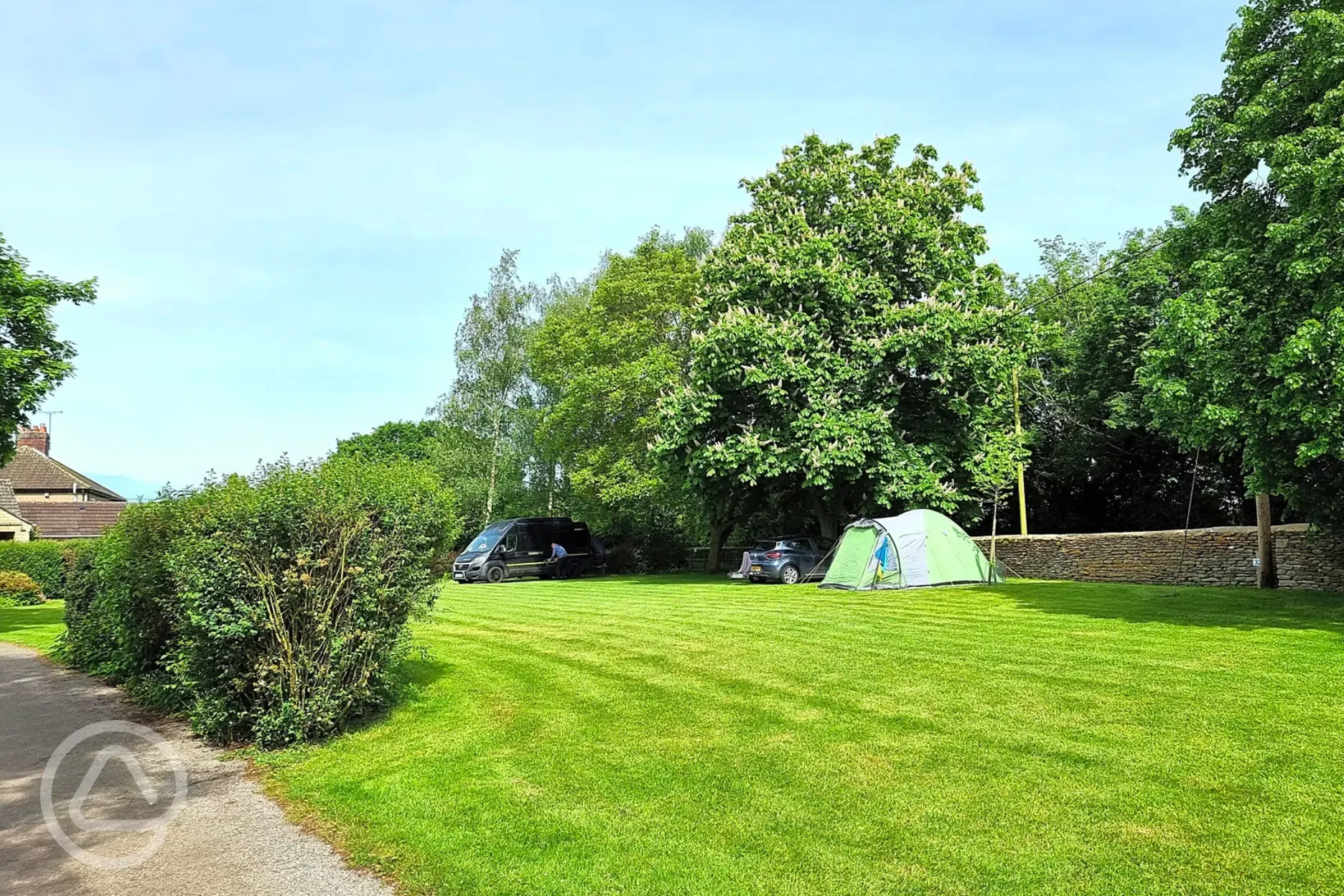 Electric grass pitches by the walled garden