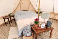 Large furnished bell tent double bed with bedding provided Large furnished bell tent double bed with bedding provided