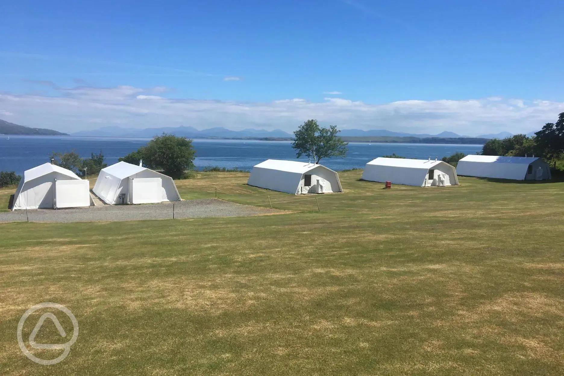 View of Shieling Tents on top field, Shieling Holidays Mull