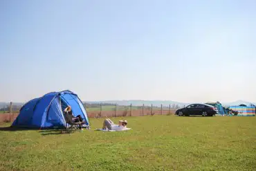 Our camping field on a warm sunny day
