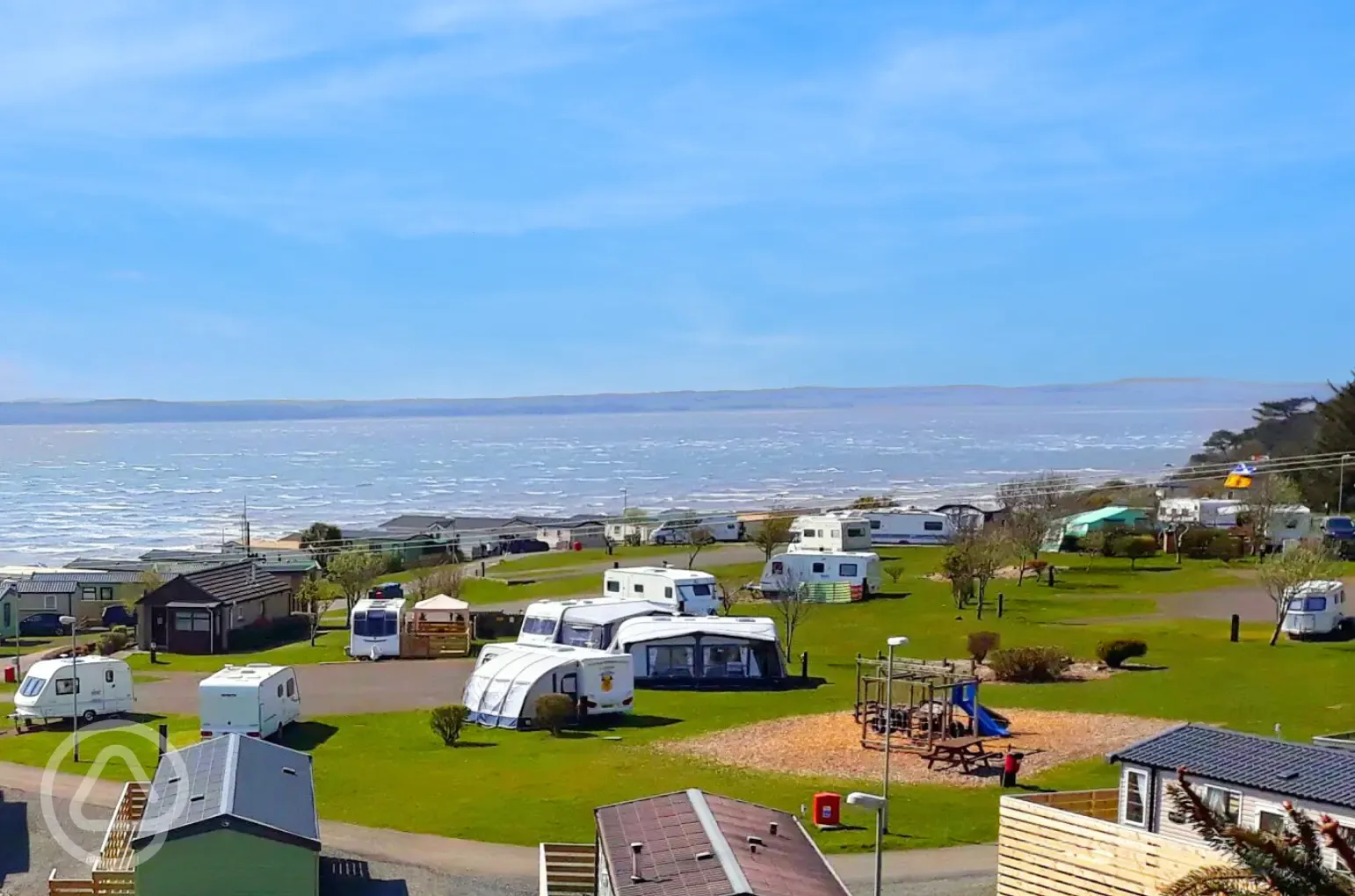 Serviced hardstanding touring pitches with sea views