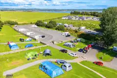 Overview of serviced grass tent pitches and hardstandings at Auchenlarie Park 