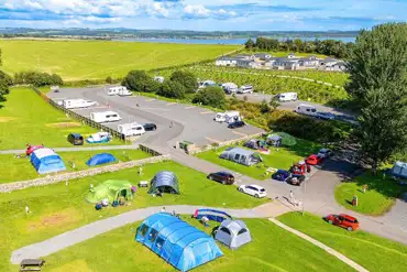 Overview of serviced grass tent pitches and hardstandings at Auchenlarie Park 