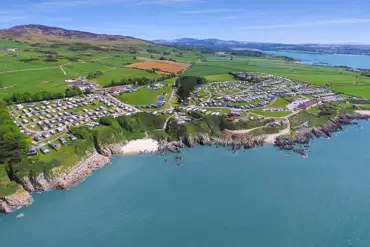 Aerial of campsite near the beach
