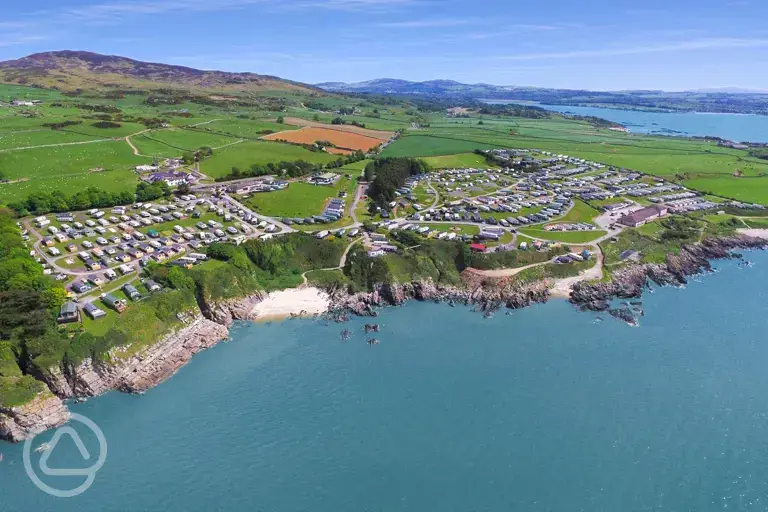 Aerial of campsite near the beach