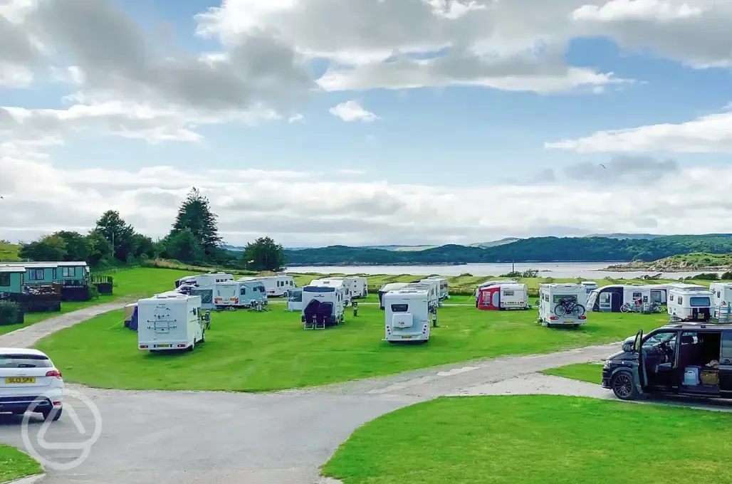 Electric grass caravan pitches and hardstanding motorhome pitches 