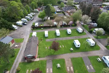 Aerial view of the pitches at Braids Caravan Park