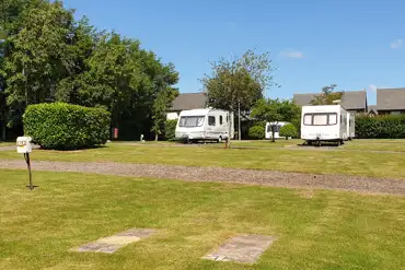 Electric hardstanding pitches surrounded by trees
