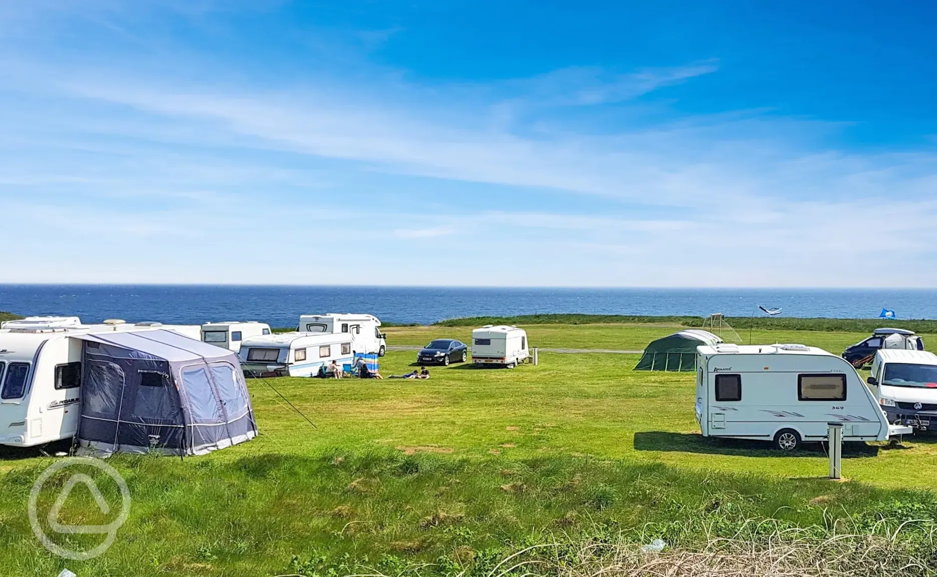 Grass pitches with sea views