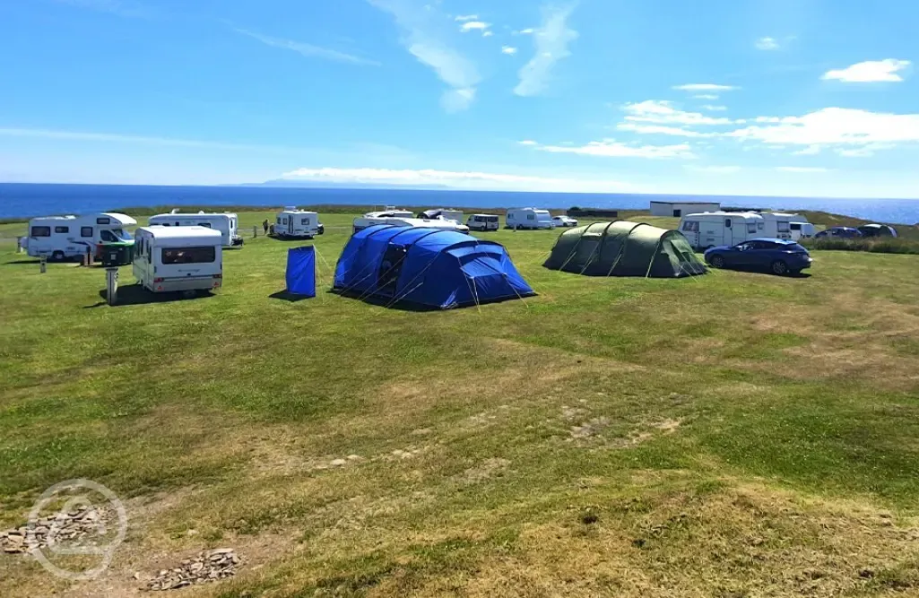 Grass pitches with sea views