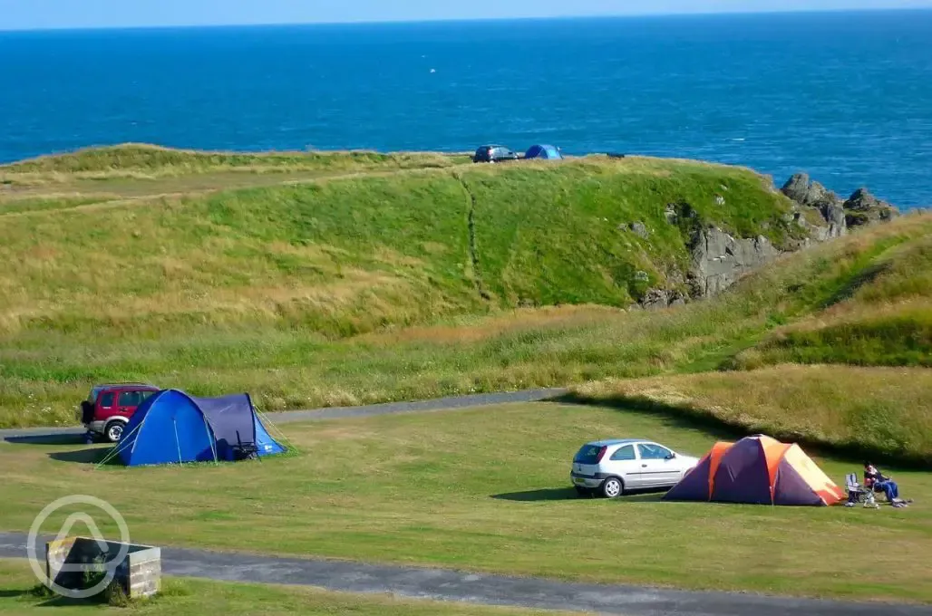 Grass pitches with sea views