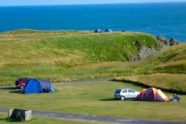 Grass pitches with sea views