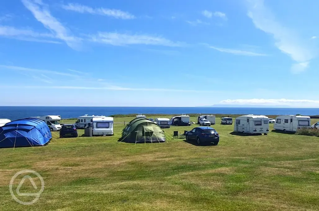 Grass pitches with sea views