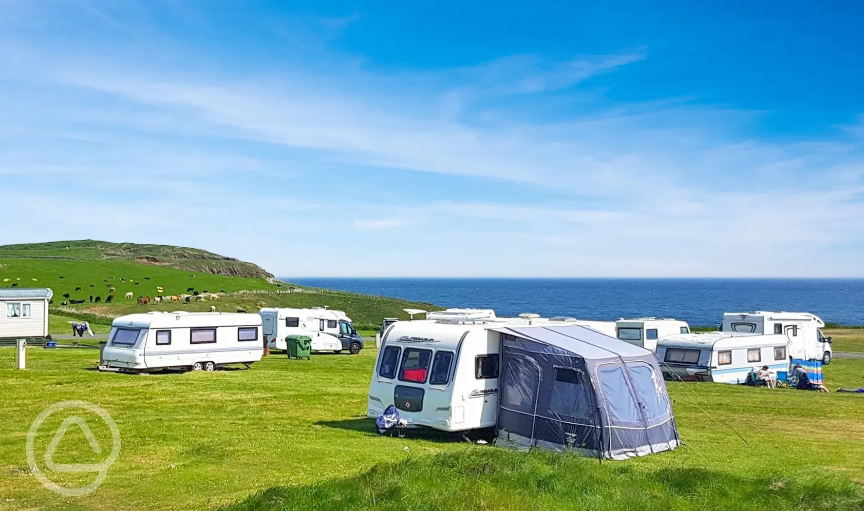 Grass pitches with sea views