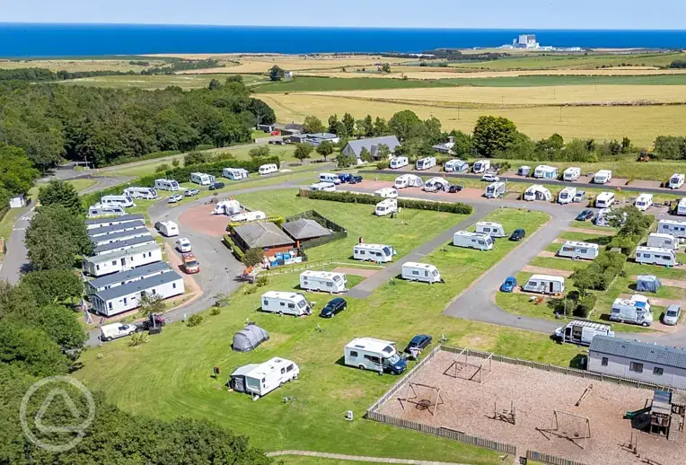 Aerial of Thurston Manor Leisure Park towards the coast