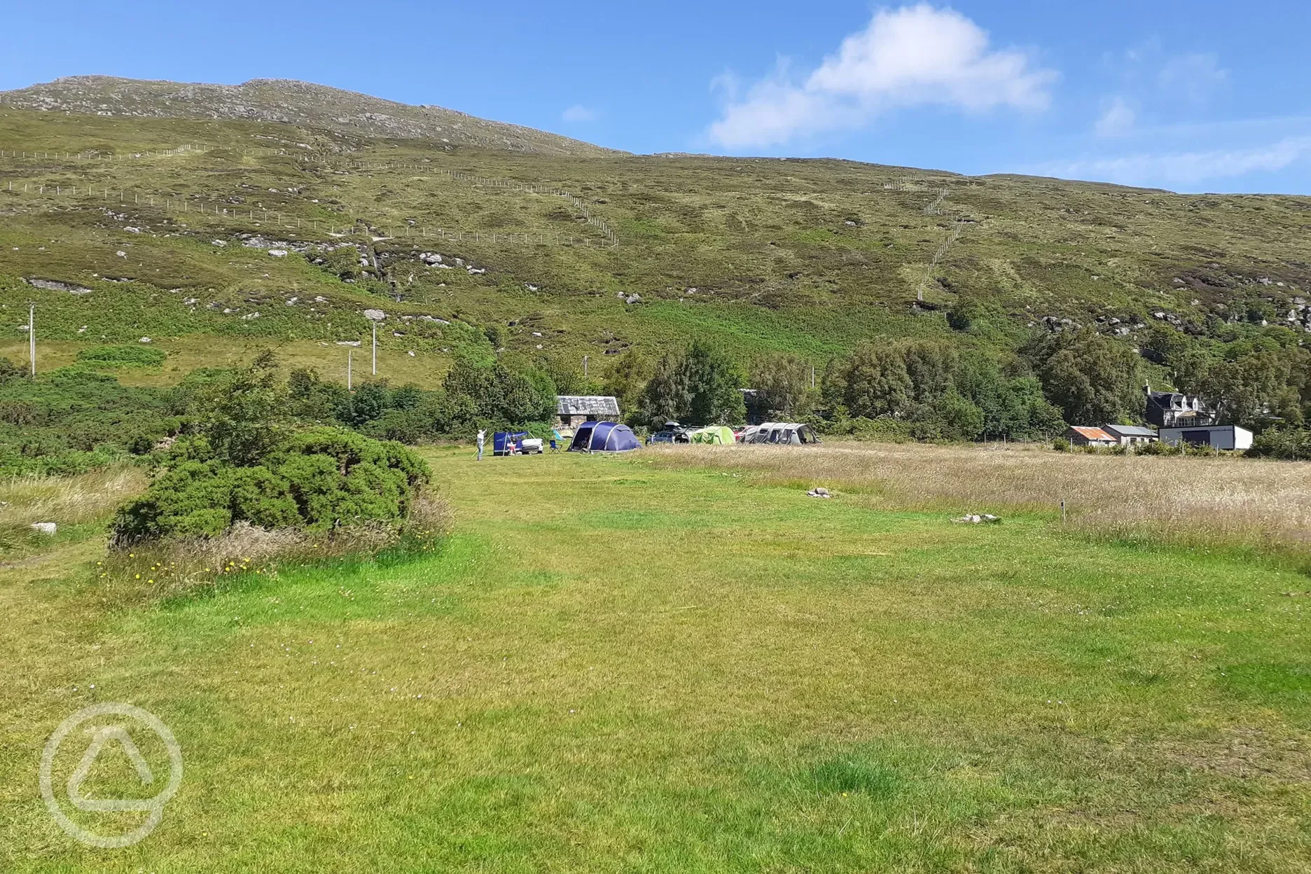 Non electric grass pitches and mountain views