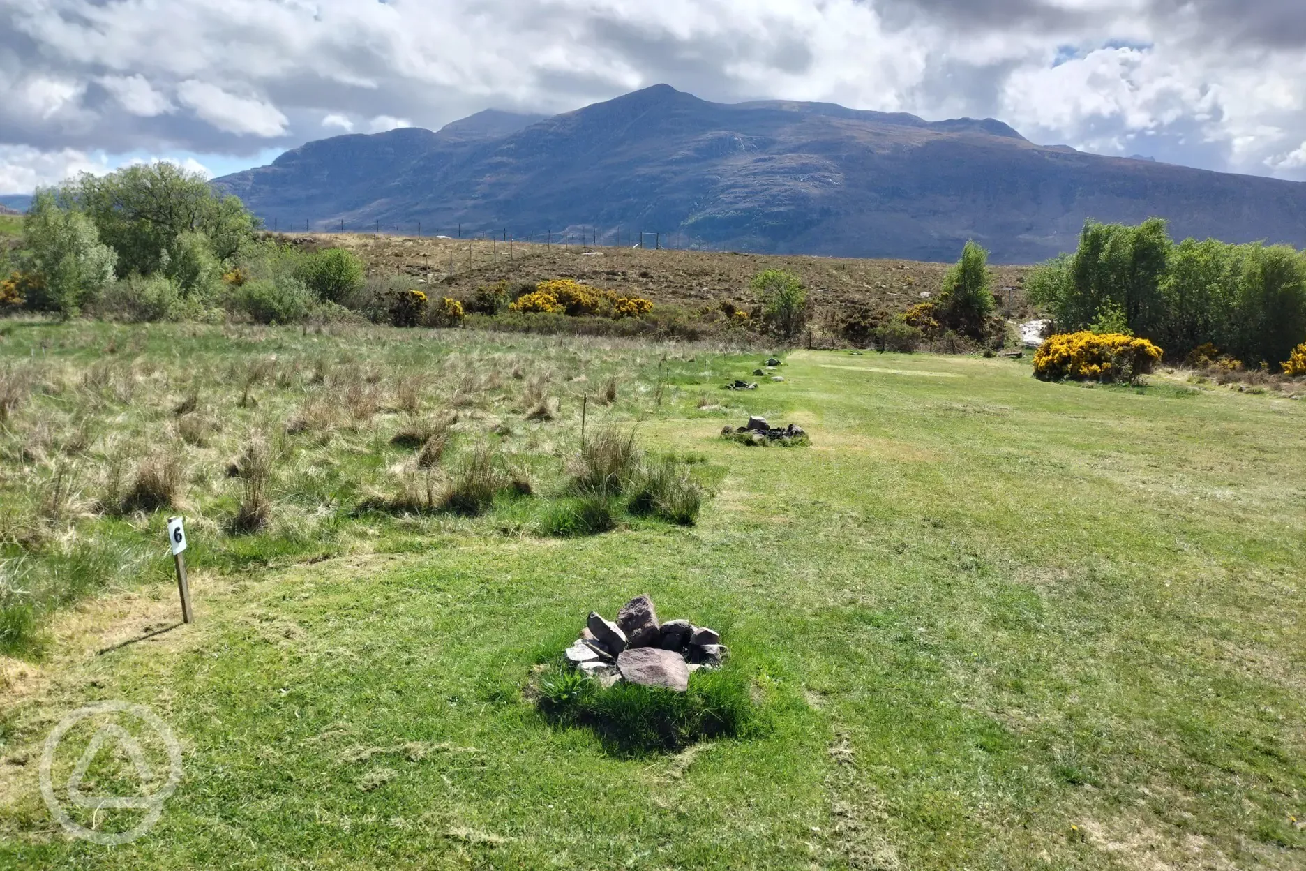 Non electric grass pitches and mountain views