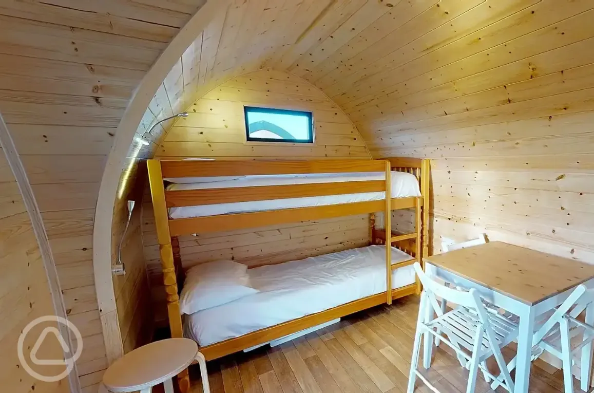Camping pod interior
