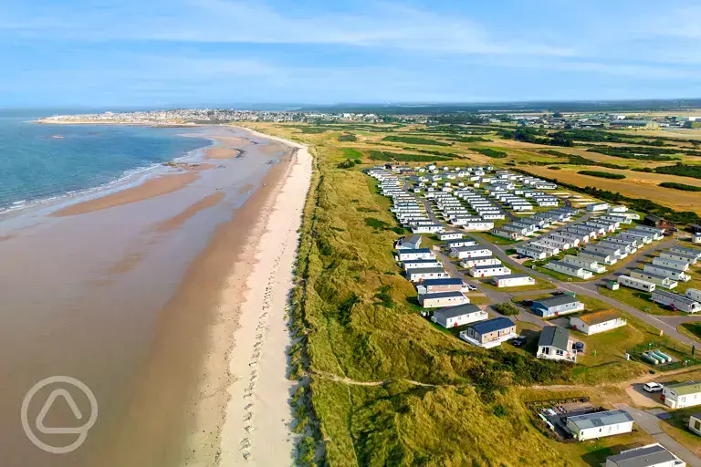 Aerial of the park and the coast