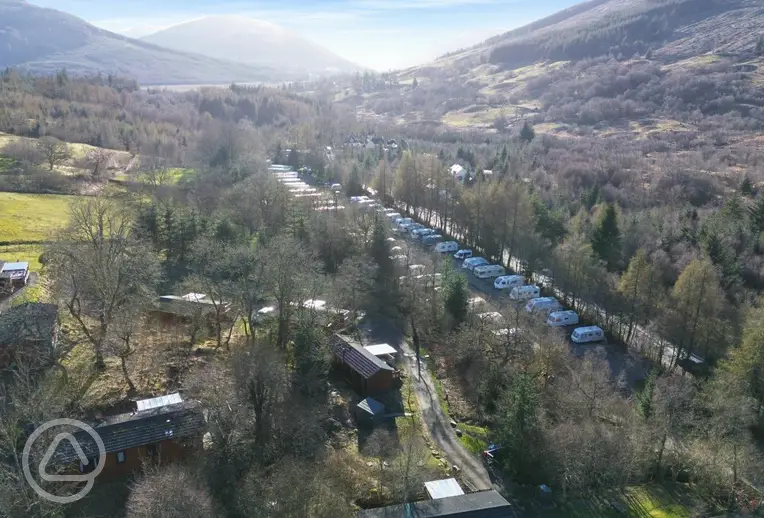 Aerial view of Balquhidder Braes Holiday Park