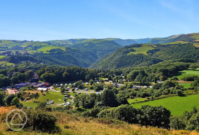 Aerial of Woodlands Caravan Park surrounded by countryside