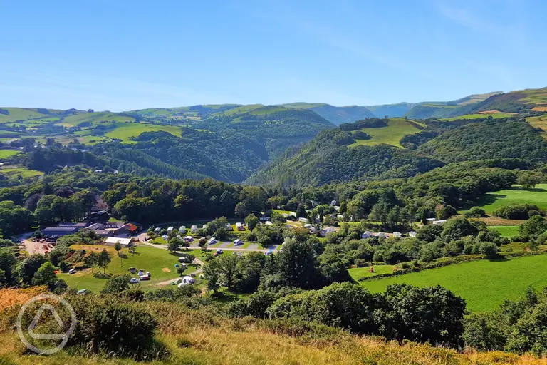 Aerial of Woodlands Caravan Park surrounded by countryside