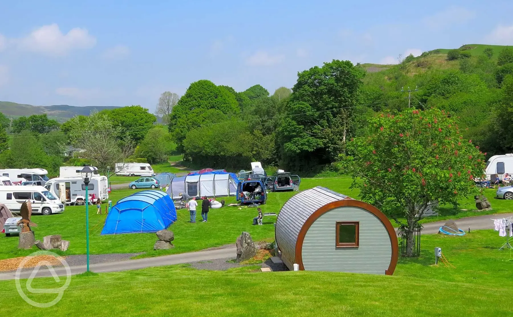 Grass pitches and gypsy pod