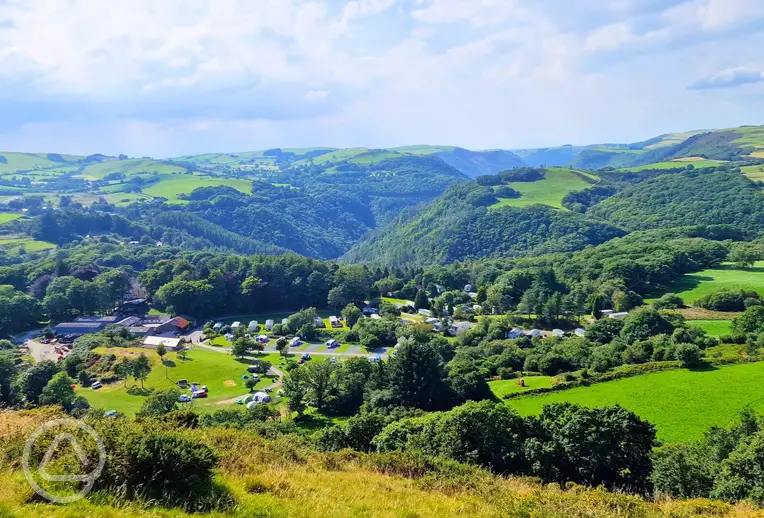 Aerial of Woodlands Caravan Park surrounded by countryside