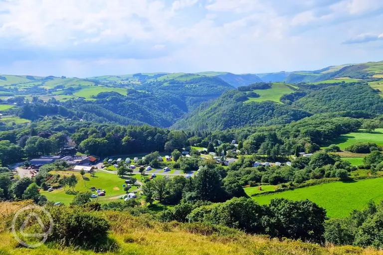 Aerial of Woodlands Caravan Park surrounded by countryside