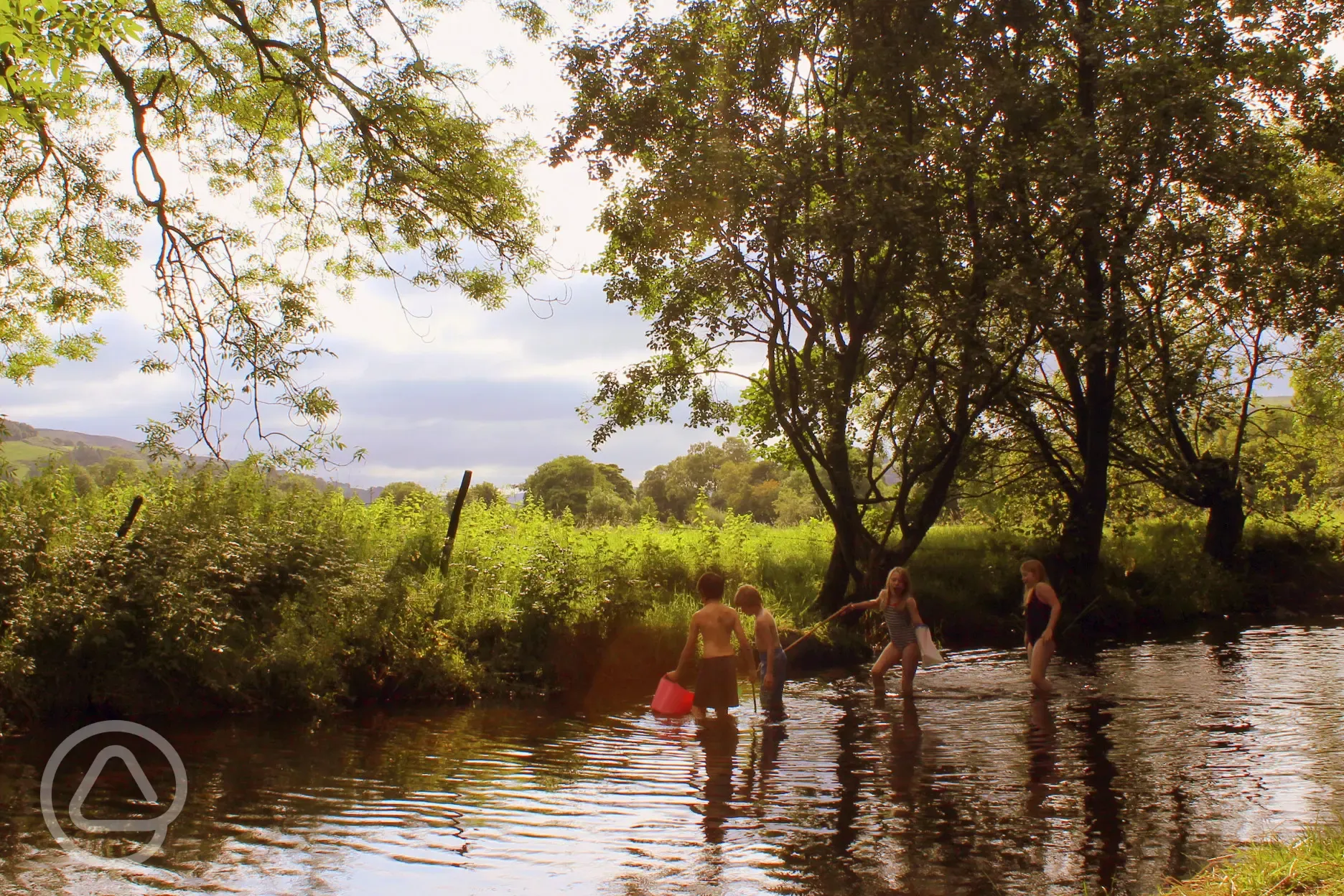 Children playing in the river