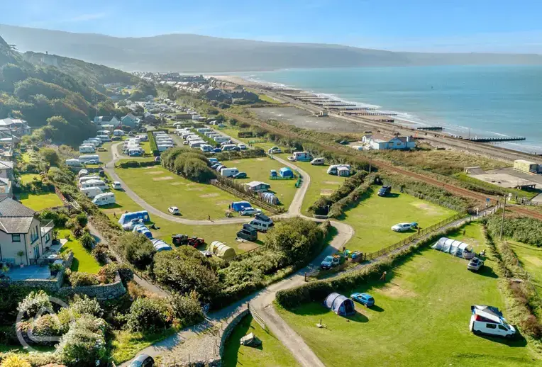 Aerial of the campsite and coast