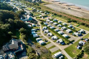 Aerial of the campsite and coast