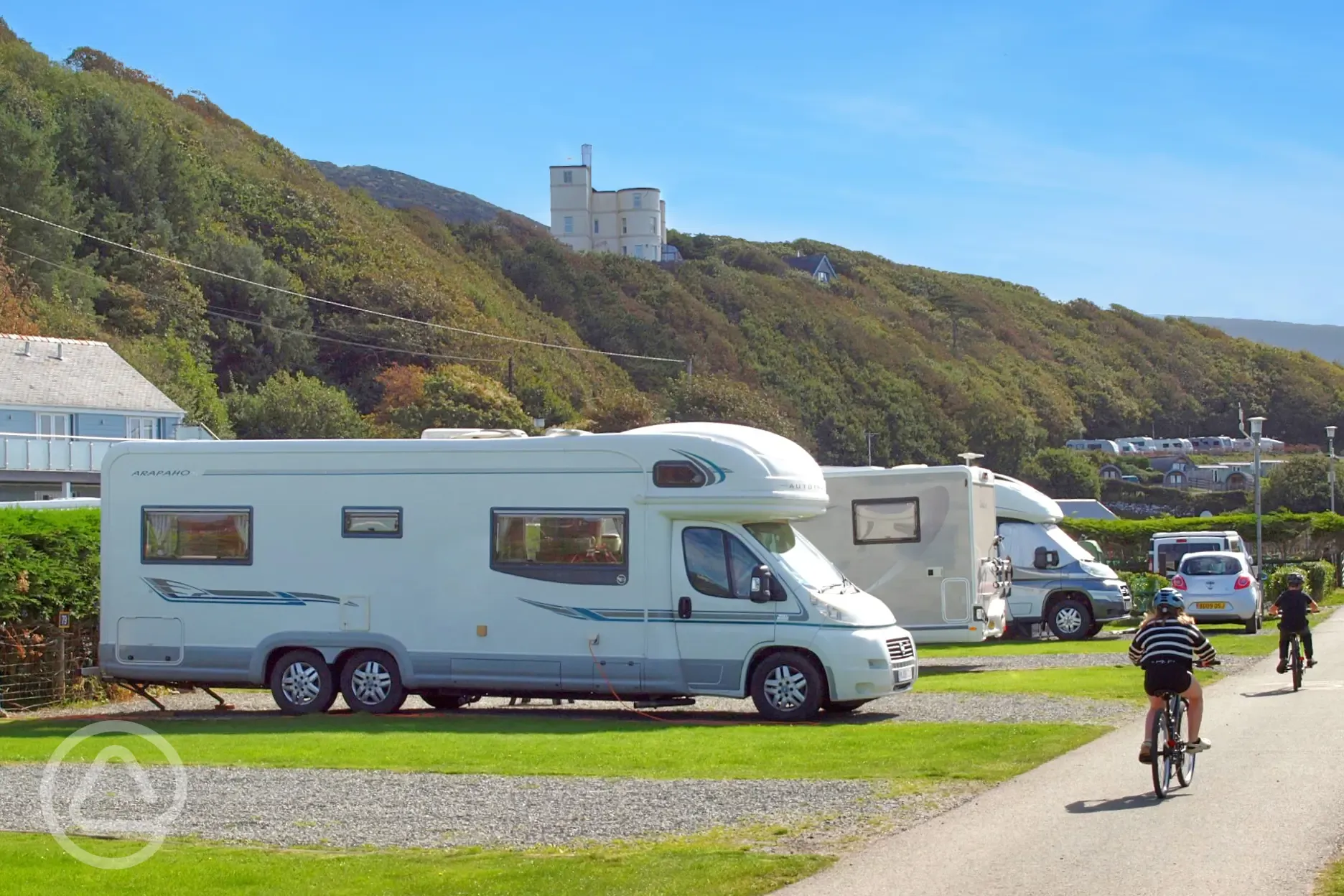 Hardstanding pitches (5m x 9m) with adjacent grass areas
