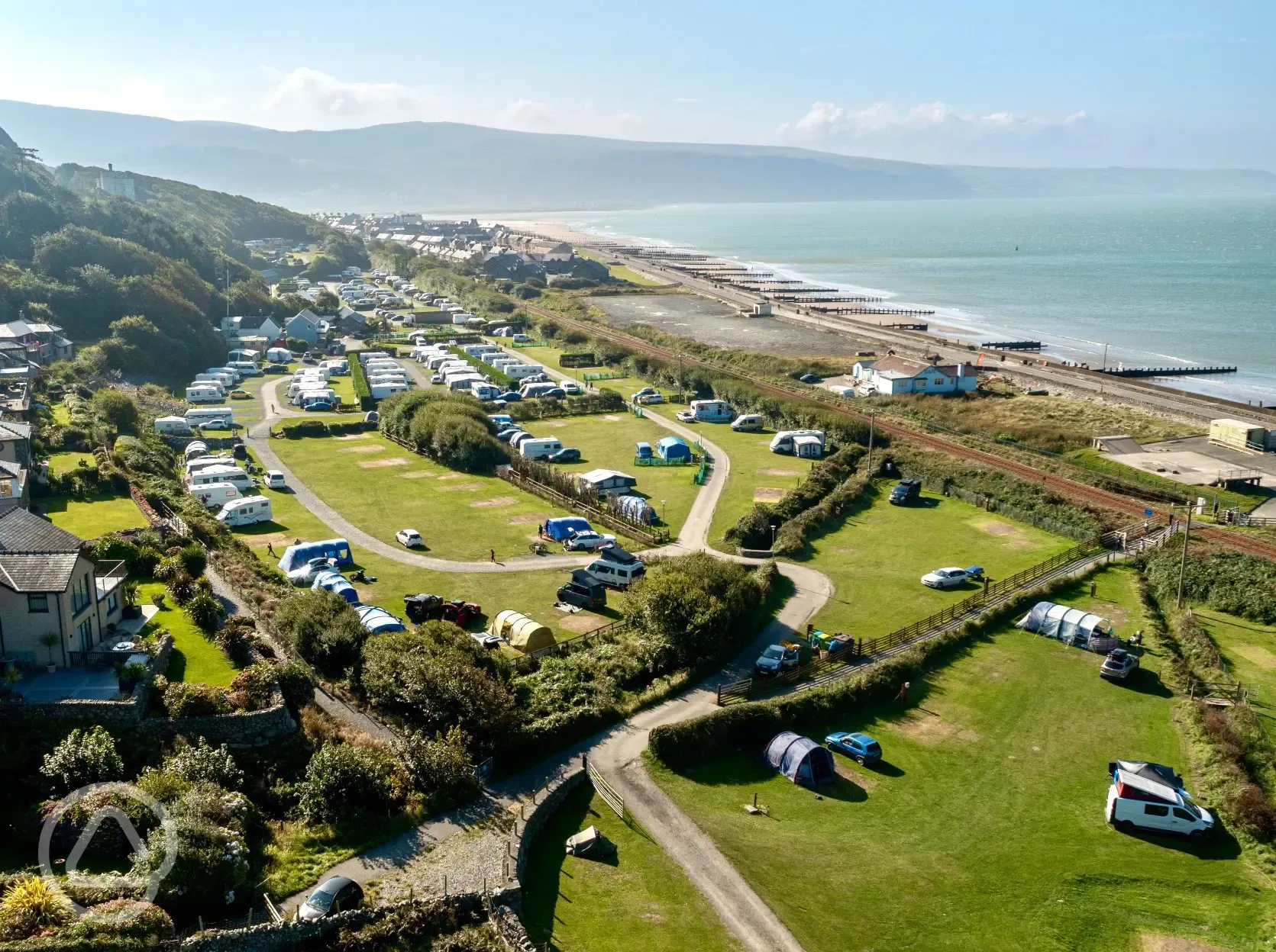Aerial of the campsite and coast