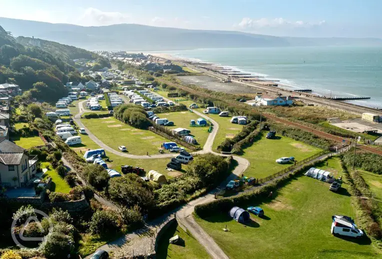 Aerial of the campsite and coast