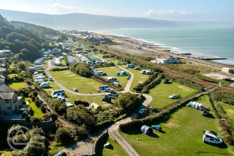 Aerial of the campsite and coast