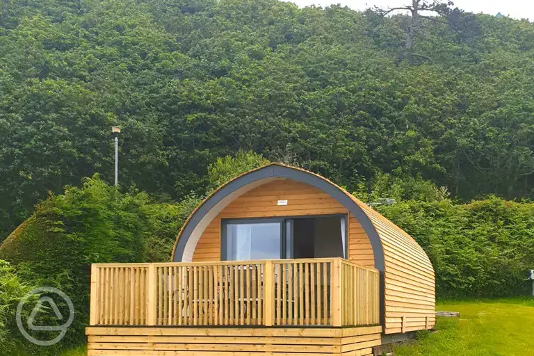 Gwel yr Bae large glamping pod with a private deck