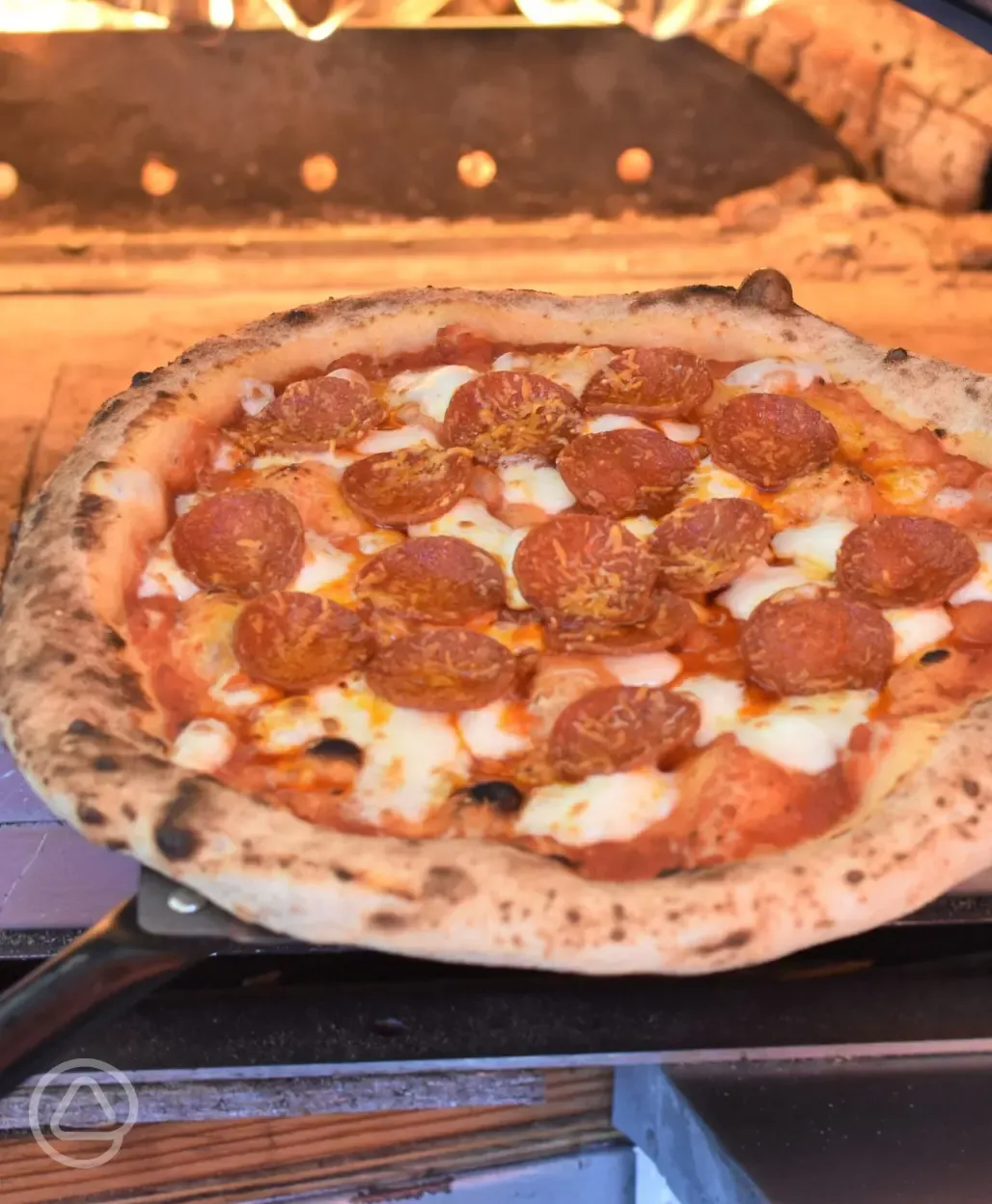 Pizza from seasonal food trucks