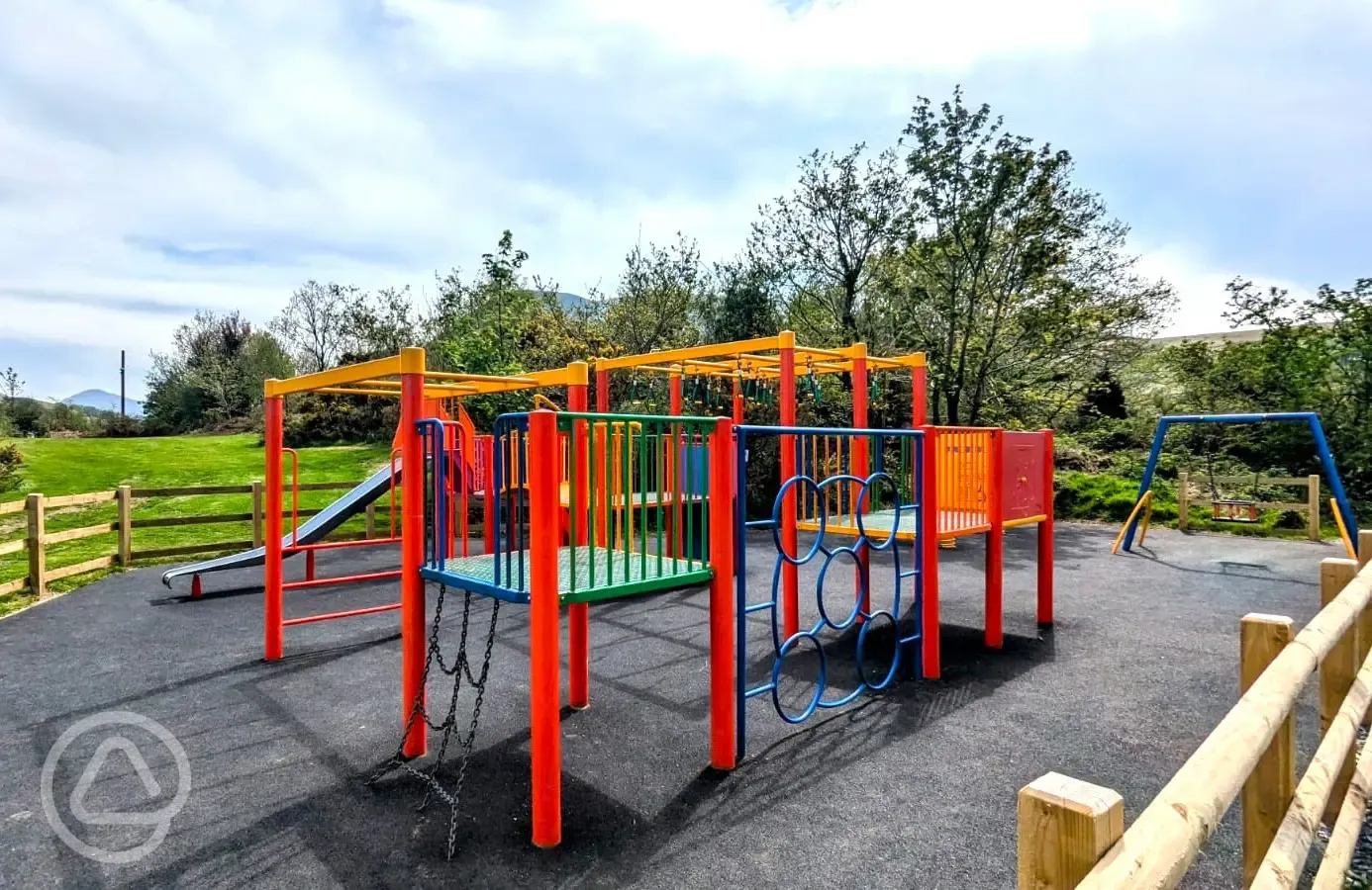 Children's play park with a climbing frame