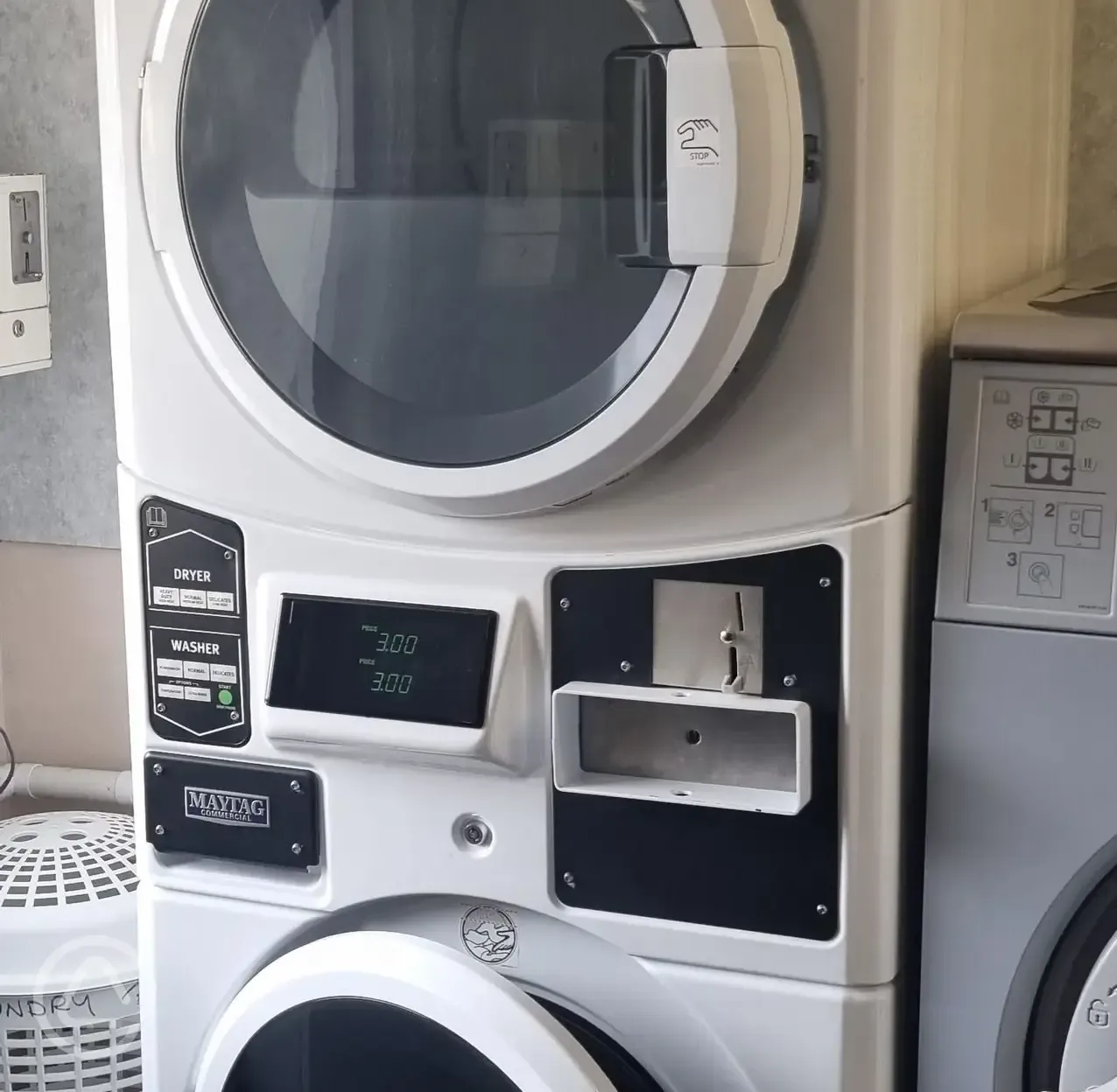 Coin operated laundry room
