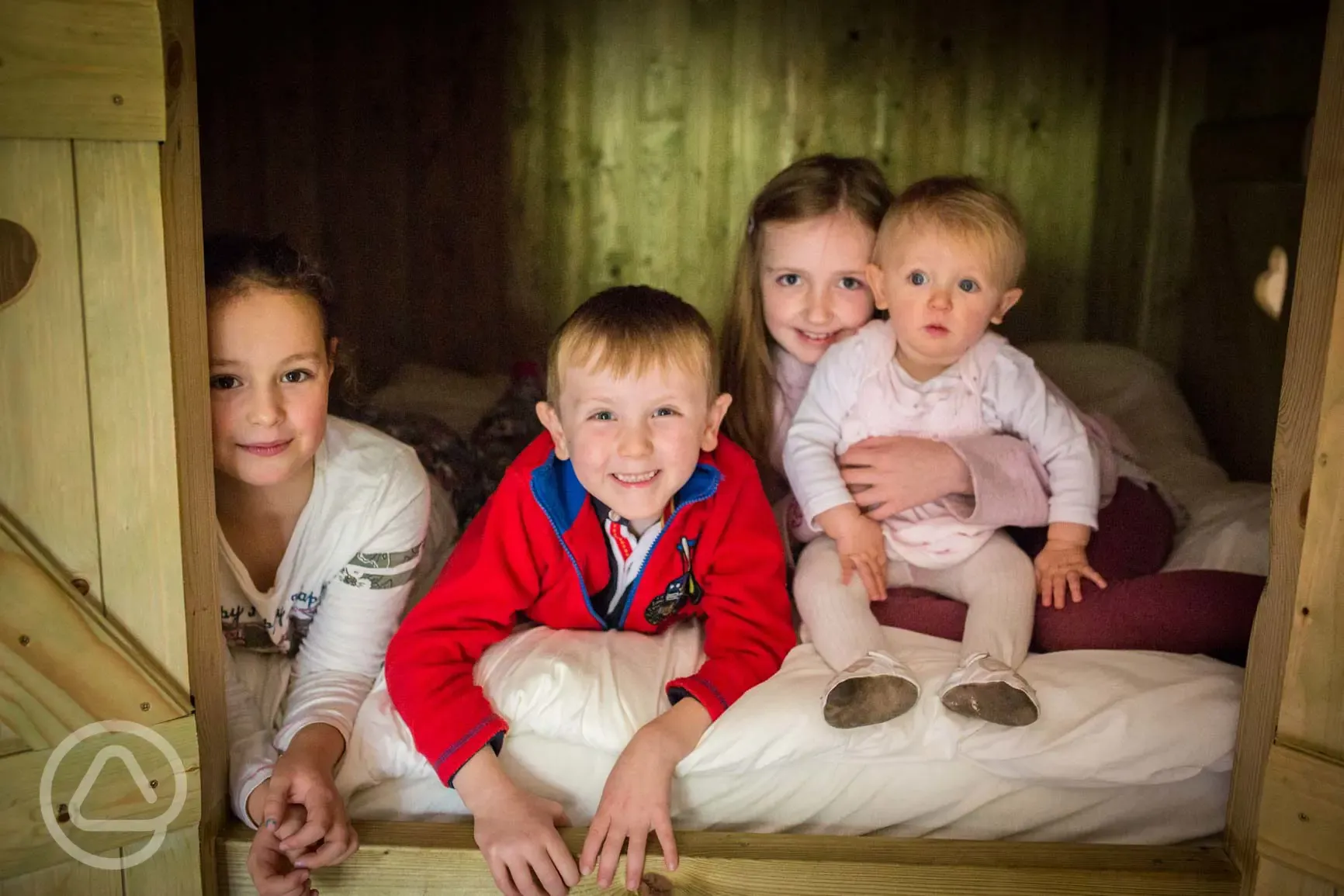 Family inside the cupboard bed