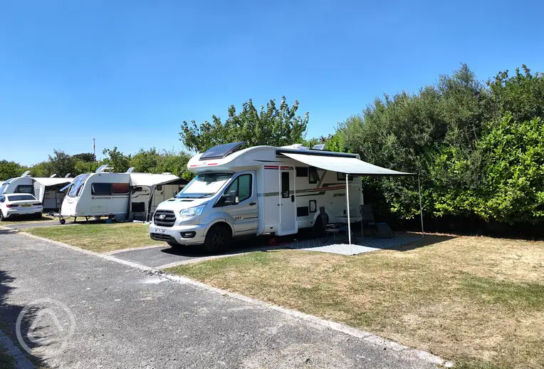 Fully serviced hardstanding touring pitches at Garreg Goch Holiday Park