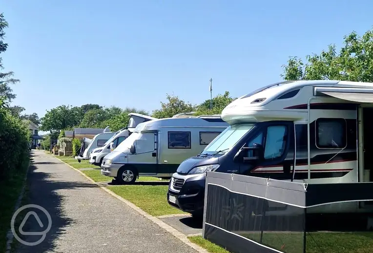 Fully serviced hardstanding touring pitches at Garreg Goch Holiday Park