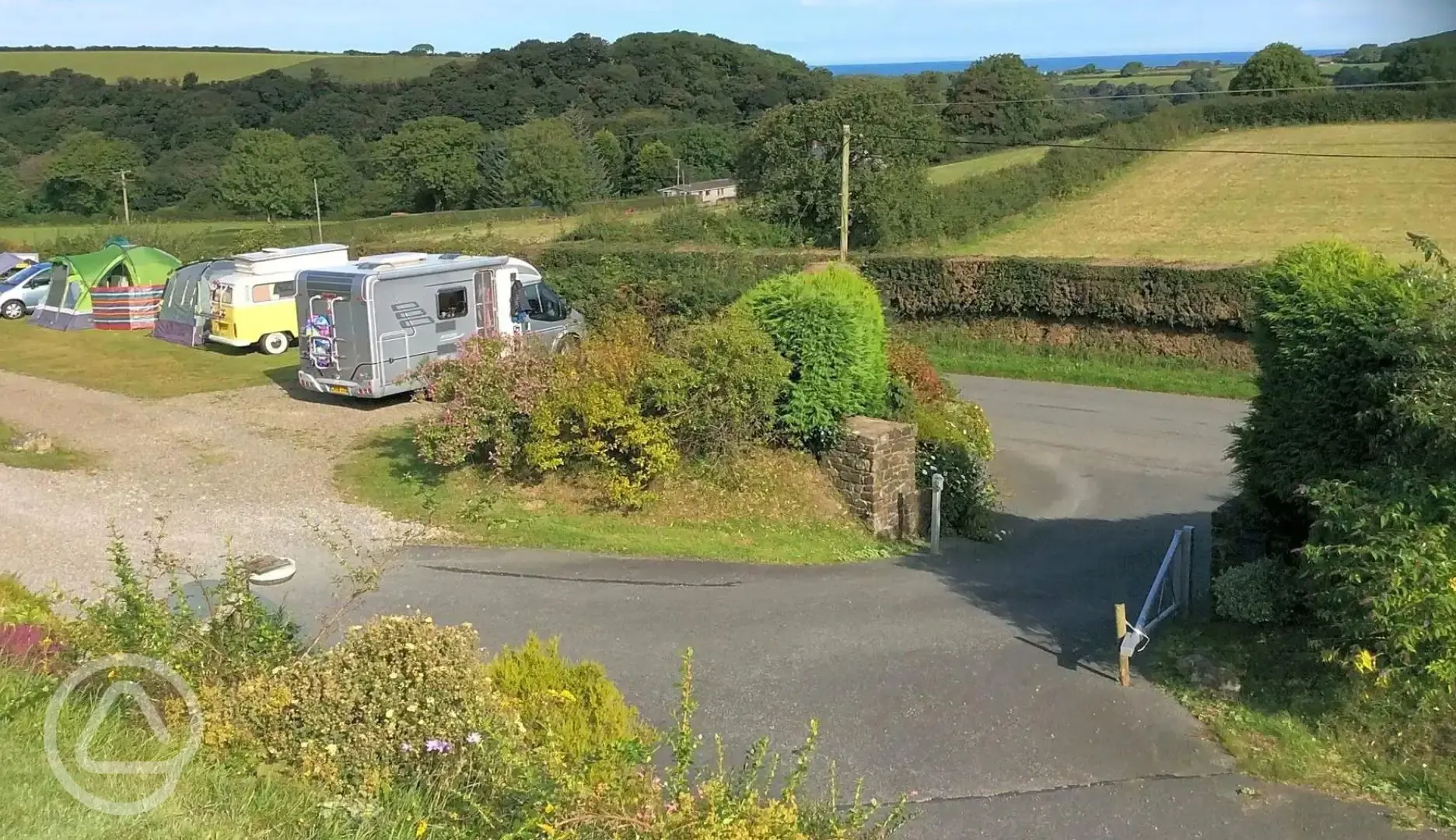 Grass pitches (optional electric) with countryside views