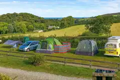 Gwaun Vale pitches with views over the countryside towards the coast