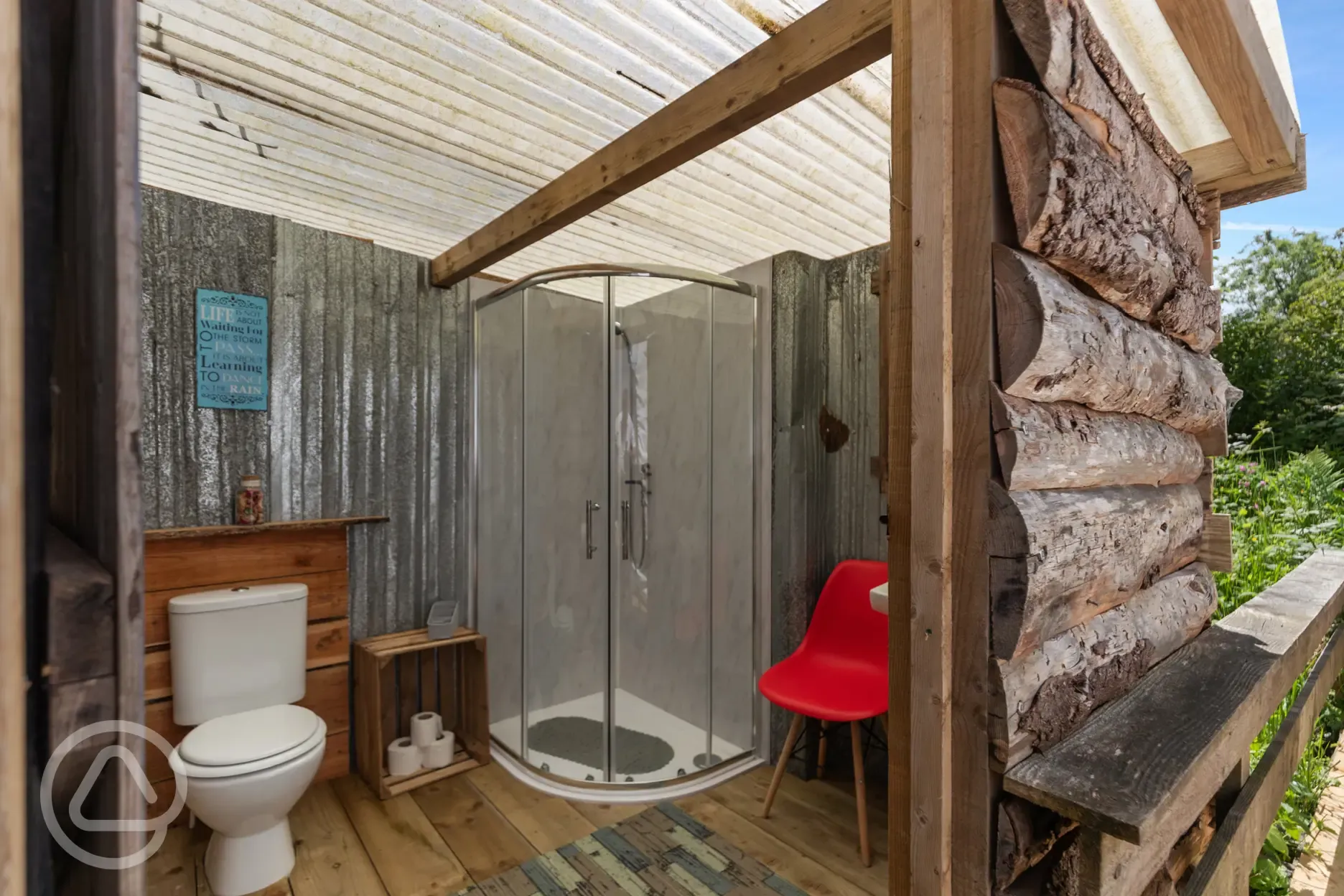 Geodome cabin bathroom