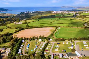 Aerial of the campsite and coast