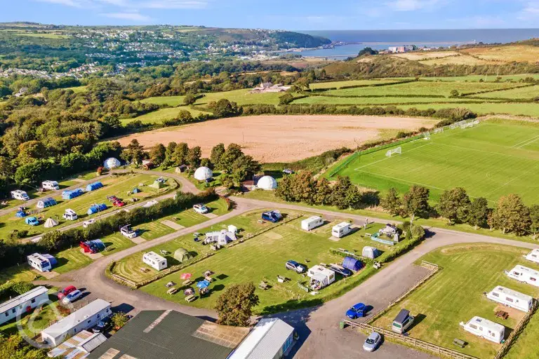 Aerial of the campsite and coast