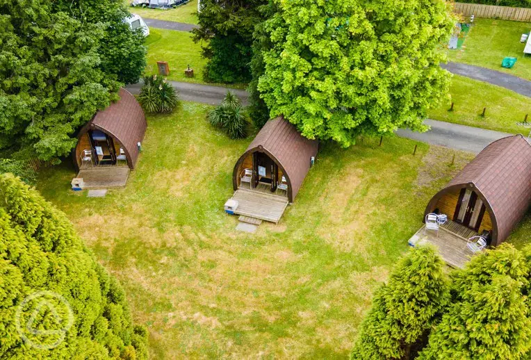 Aerial of the camping pods