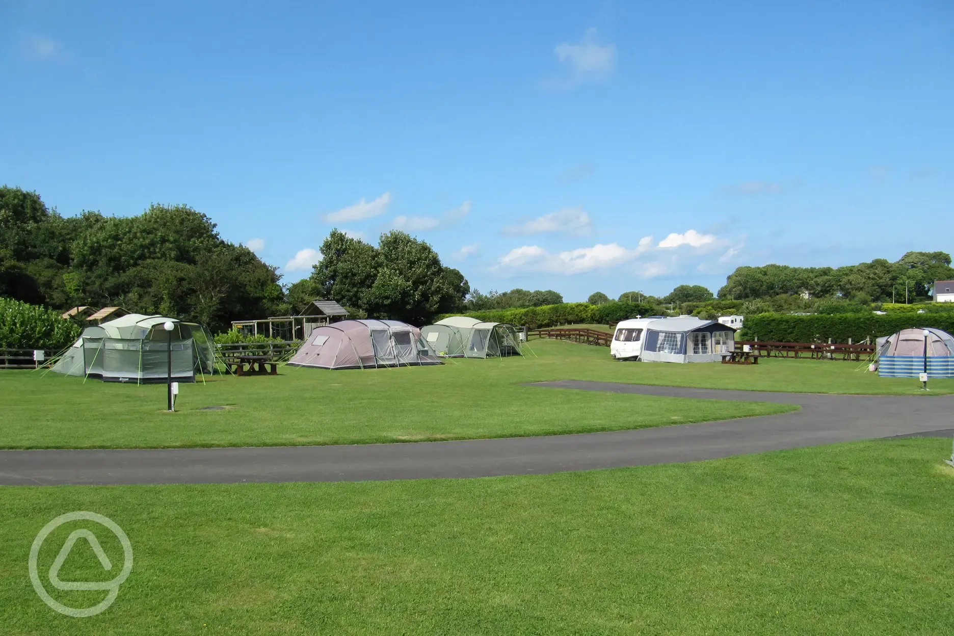 Camping field with tents and caravans 